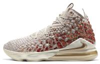 Nike Lebron 17 Нескользящие Легкие Высокие Баскетбольные Кроссовки для Игры Унисекс Красный Белый Золото
