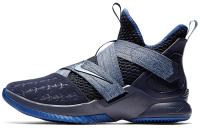 Nike Zoom Soldier 12 LeBron 'Blackened Blue' Круглый носок Ткань MID Баскетбольные кроссовки для игры Мужские