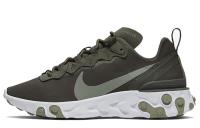 Nike React Element 55 ПУ (полиуретан) Низкие беговые кроссовки Женские Армейский зеленый