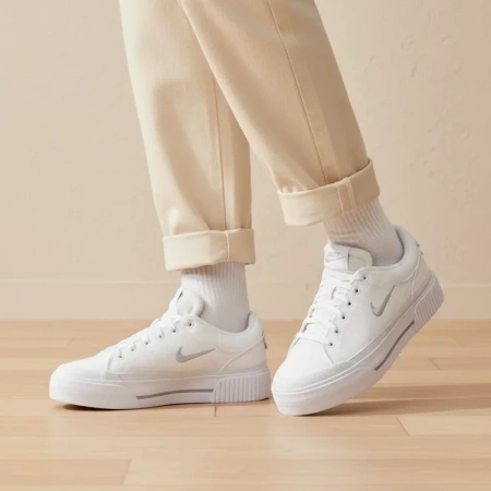 Nike Court Legacy Slip Resistant Abrasion Resistant Низкие Кроссовки для скейтбординга Женские Белые
