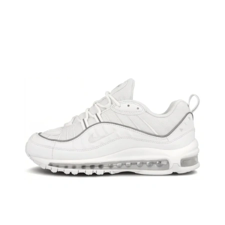 Nike Air Max 98 Ткань Низкие Беговые Кроссовки Женские Чисто Белые