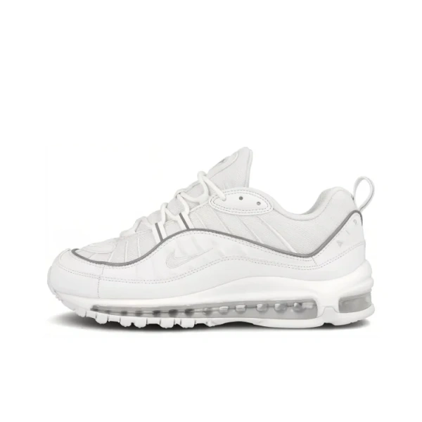 Nike Air Max 98 Ткань Низкие Беговые Кроссовки Женские Чисто Белые