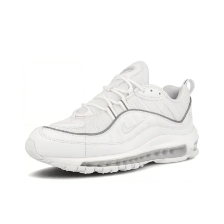 Nike Air Max 98 Ткань Низкие Беговые Кроссовки Женские Чисто Белые
