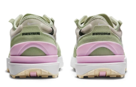 Nike Waffle One Кожа Дышащий Низкий Топ Детские Лайфстайл Кроссовки Зеленый Розовый