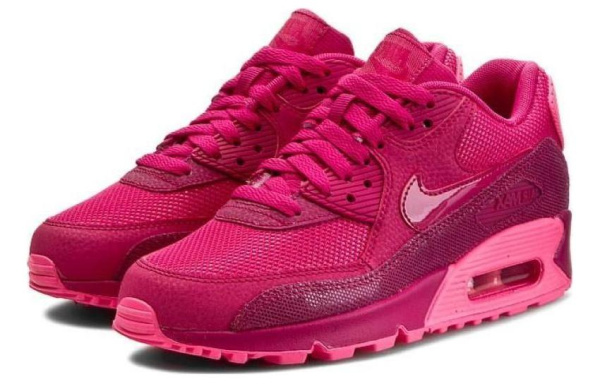 Nike Air Max 90 Prm Текстиль Кожа Низкий Верх Повседневная Обувь Женская Розовая