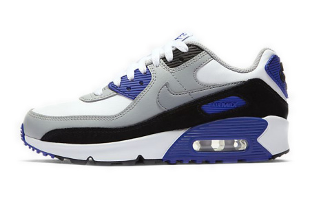 Nike Air Max 90 Синтетическая кожа кожа амортизация низкий топ детские беговые кроссовки серый белый синий