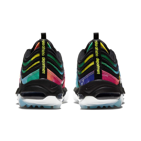 Nike Air Max 97 Текстиль Синтетическая кожа Удобная низкая обувь для гольфа унисекс черно-зеленая
