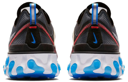 Nike React Element 87 Сетка Текстиль Нескользящий Легкий Низкий Топ Беговые кроссовки Унисекс Темно-серый
