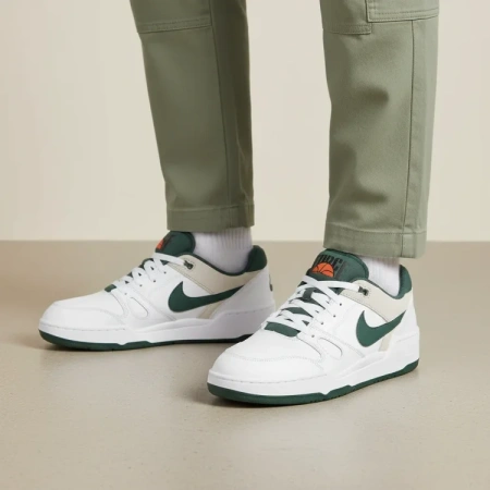 Nike Full Force Low Топ Скейтборд Кроссовки Мужские Белые Зеленые Бежевые Замша