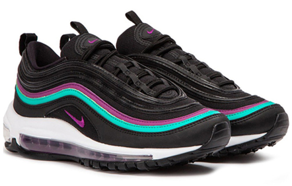 Nike Air Max 97 Ткань Амортизация Поддержка Низкий Верх Беговые Кроссовки Женские Черный Фиолетовый