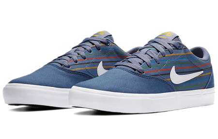 Nike SB Charge Cnvs Prm Полосы Низкие Кроссовки для Скейтбординга Унисекс Синие Белые