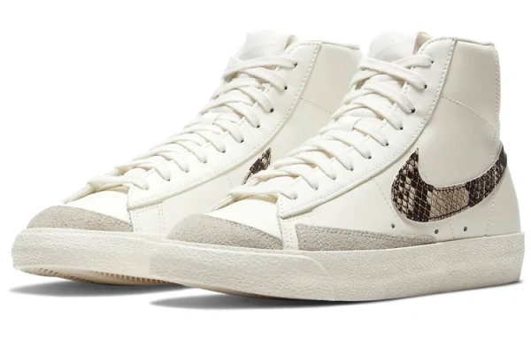Nike Blazer '77 SE Змеиный принт Покрытие Противоскользящие Амортизация Баланс MID Скейтбординг Женские Экрю