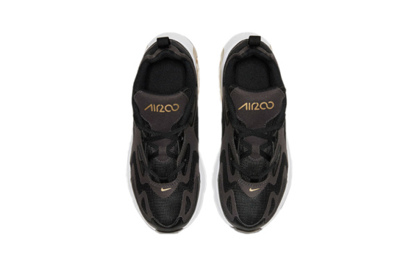 Nike Air Max 200 Аbrasion Resistant Низкие Кроссовки для Бега Черный Золото Детские Возраст 3-7 Лет