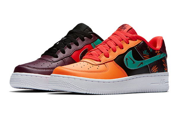 Nike Air FORCE 1 Low Топ Детские Скейтбординги Черный Оранжевый