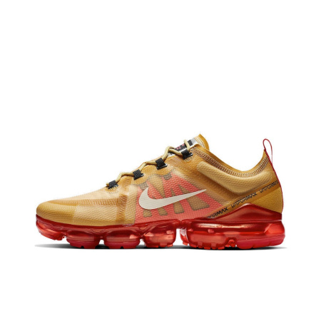 Nike VaporMax 2019 Ткань Низкий Верх Амортизирующие Повседневные Беговые Кроссовки Унисекс Золото Красный