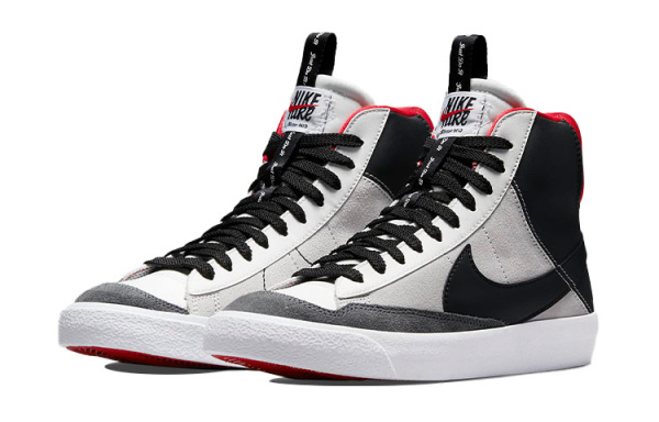Nike Blazer '77 SE D Замша Противоскользящий Устойчивый к истиранию MID Верх Детские Скейтбординг Черный Белый Красный