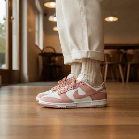Nike Dunk 'Розовый Шепот' Кожа Винтаж Противоскользящие Устойчивые к Износу Легкие Низкие Кроссовки для Скейтбординга