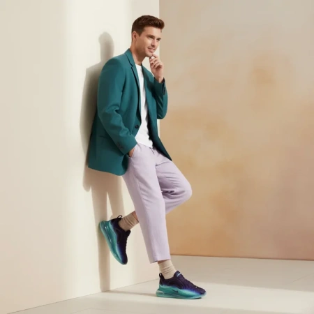 Nike Air Max 720 Амортизация Низкий Топ Спортивная Повседневная Обувь Мужская Фиолетово-Зеленая