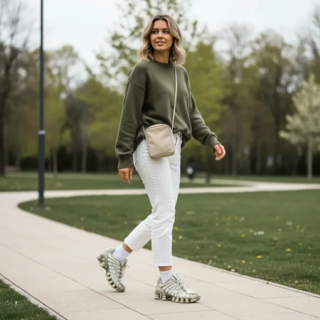 Nike Shox TL Series Противоскользящие Устойчивые к износу Низкие Повседневные Беговые Кроссовки Женские Зеленые