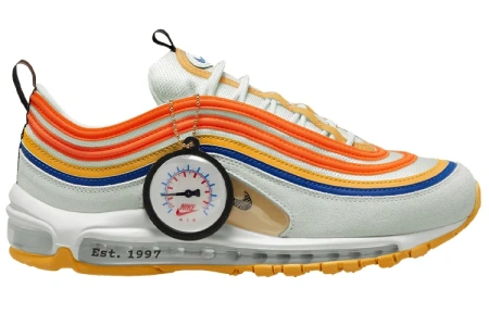 Nike Air Max 97 Дышащие Низкие Повседневные Беговые Кроссовки Мужские Серый Оранжевый