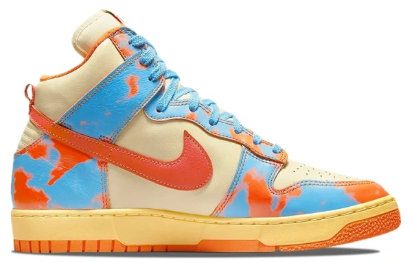 Nike Dunk High 1985 Высокие Кроссовки для скейтбординга Унисекс Сине-оранжевый ACID Wash