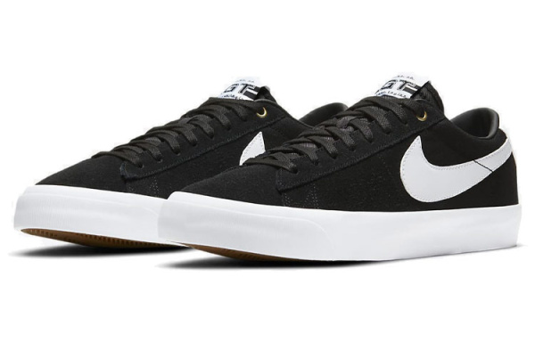 Nike Blazer SB GT 'Черный Gum' Винтаж Низкие Кроссовки для Скейтбординга Унисекс Черный Белый
