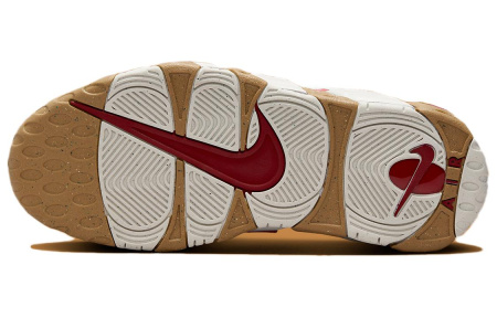 Nike Air More Uptempo Износостойкий Дышащий MID Топ Винтажные Баскетбольные Кроссовки Женские Белый Красный