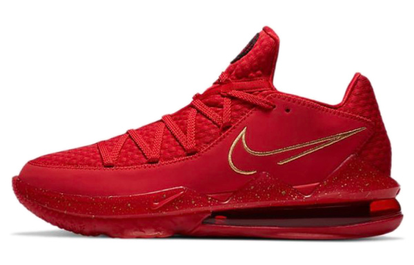 Nike Lebron 17 Амортизация Противоскользящие Низкие Баскетбольные Кроссовки Мужские Золото Красный Азиатская Версия
