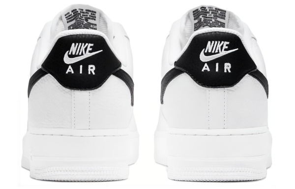 Nike Air Force 1 'Белый и Черный' Кожа Противоскользящие Низкие Кроссовки для скейтбординга Мужские Белый Черный