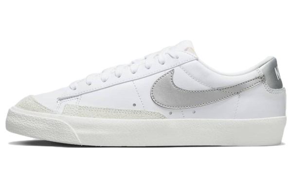 Nike Blazer Low Top Скейтборд Кроссовки Женские Белые Серебряные