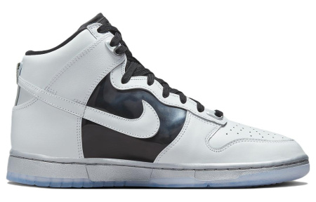 Nike Dunk High Топ Скейтборд Кроссовки Женские Белые Серебряные