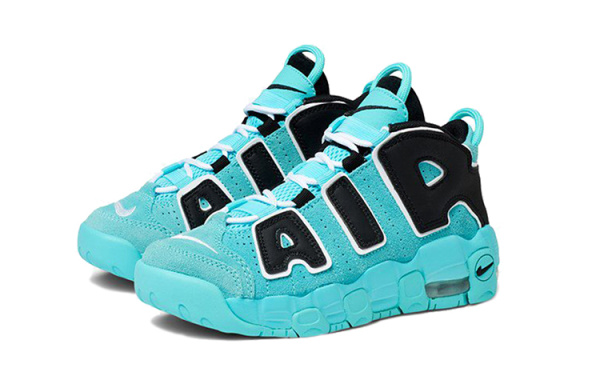 Nike Air More Uptempo Свет Аква Амортизация Поддержка MID Топ Винтажные баскетбольные кроссовки Синий Детские 3-7 лет