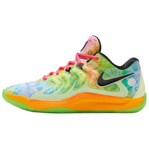 Nike KD 17 Противоскользящие устойчивые к истиранию низкие баскетбольные кроссовки Мужские Желто-зеленые