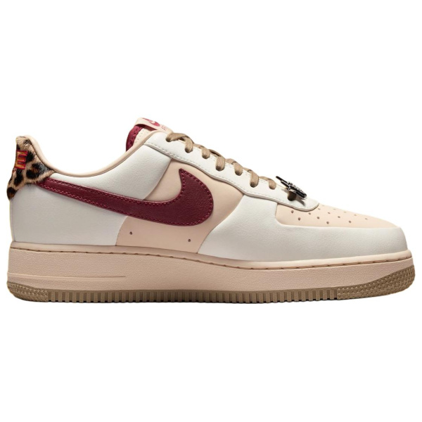 Nike Air Force 1 Кожа Амортизация Низкие Кеды Скейтборд Обувь Женские Розовый Белый Красный