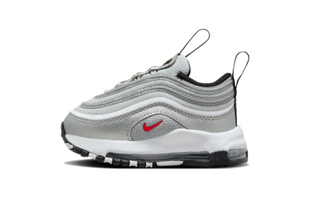 Nike Air Max 97 Амортизация Износостойкий MID Топ Обувь для малышей Серый Белый Для младенцев и малышей