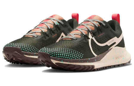 Nike Pegasus Trail 4 Дышащая Поддержка Низкий Верх Беговые Кроссовки Женские Коричневый Зеленый
