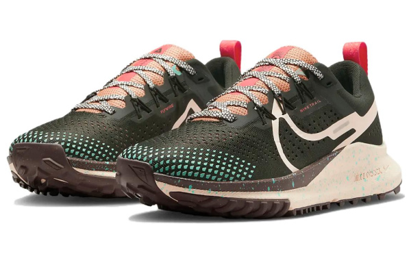 Nike Pegasus Trail 4 Дышащая Поддержка Низкий Верх Беговые Кроссовки Женские Коричневый Зеленый