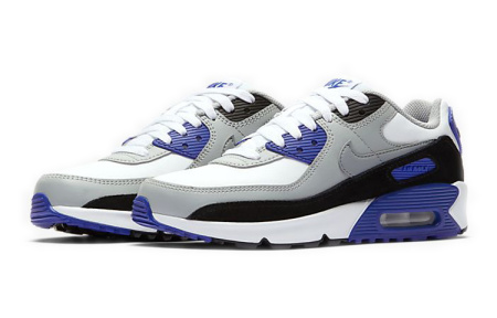 Nike Air Max 90 Синтетическая кожа кожа амортизация низкий топ детские беговые кроссовки серый белый синий