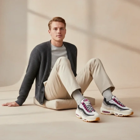 Nike SB X Nike Air Max 95 Устойчивая к истиранию Низкая Повседневная Обувь Мужская Светло-Серый