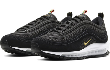 Nike Air Max 97 Легкий Low Топ Беговые кроссовки Унисекс Черный Золотой