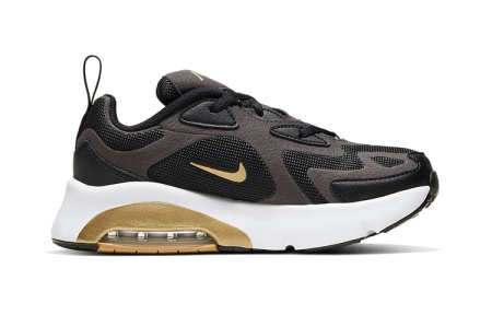 Nike Air Max 200 Аbrasion Resistant Низкие Кроссовки для Бега Черный Золото Детские Возраст 3-7 Лет
