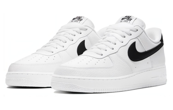 Nike Air Force 1 'Белый и Черный' Кожа Противоскользящие Низкие Кроссовки для скейтбординга Мужские Белый Черный