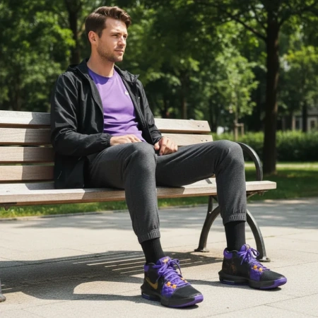 Nike Witness 8 LeBron MID Баскетбольные кроссовки Мужские Черные Фиолетовые