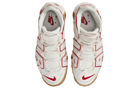 Nike Air More Uptempo Износостойкий Дышащий MID Топ Винтажные Баскетбольные Кроссовки Женские Белый Красный