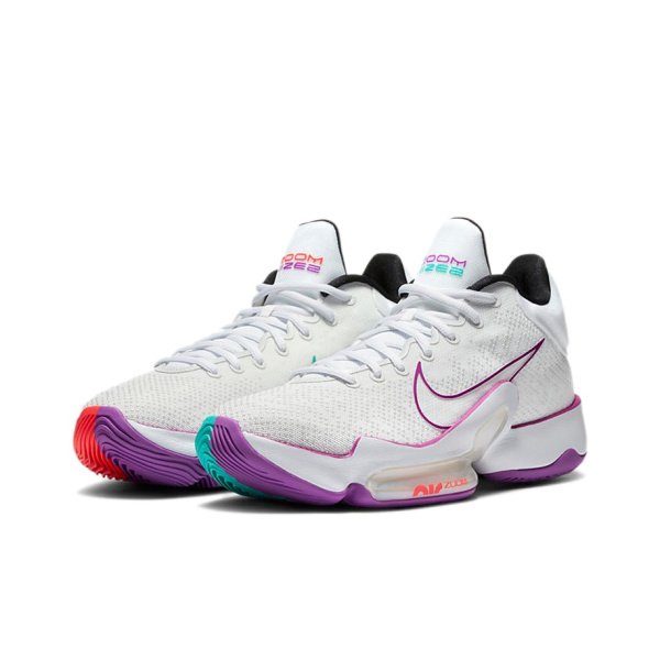 Nike Zoom Rize 2 Амортизация Противоскользящие Низкие Баскетбольные Кроссовки Мужские Белый Фиолетовый