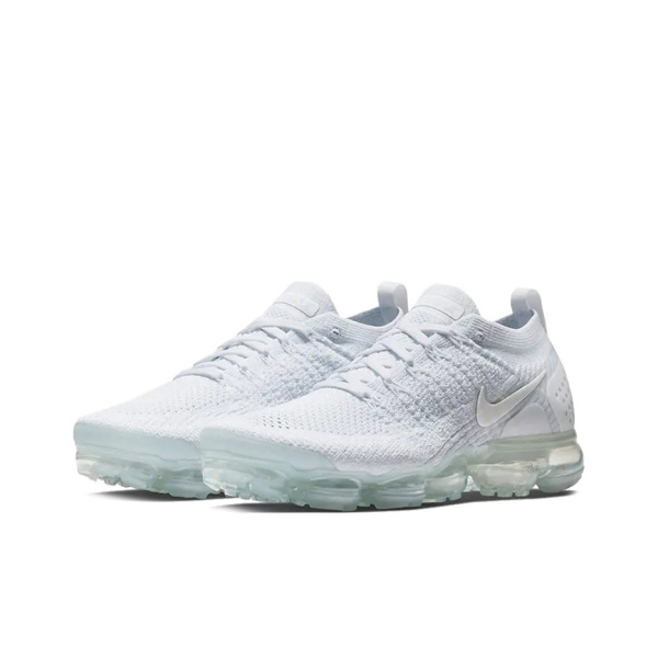 Nike VaporMax Flyknit 2 Комфортная ткань Низкий топ Воздушная подушка Повседневные беговые кроссовки Мужские Чисто белый
