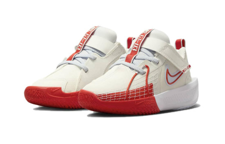 Nike G.T. Cut 3 противоскользящие устойчивые к истиранию низкие баскетбольные кроссовки белые и красные детские