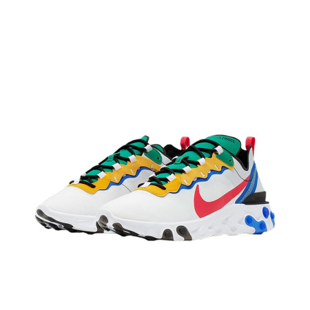 Nike React Element 55 Амортизация Противоскользящие Низкие Кроссовки для Бега и Марафонов Мужские Желто-Зеленые-Синие