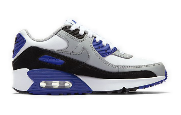 Nike Air Max 90 Синтетическая кожа кожа амортизация низкий топ детские беговые кроссовки серый белый синий