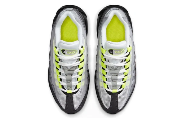 Nike Air Max 95 OG Неон Синтетическая кожа Амортизация Низкие детские беговые кроссовки Серый Черный Зеленый